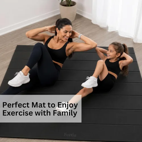 Miniatura 5 de Foldable Large Yoga Mat: Extra 6mm & 8mm Thick Workout Mat for Home Gym and Travel - Anti-Slip Folding Exercise Mat for Yoga, Pilates, and More Negro