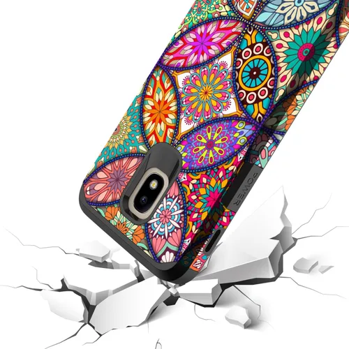 Miniatura 5 de Compatible con Samsung Galaxy J7, funda híbrida gráfica colorida armadura para SM-J737 (mandala colorido)