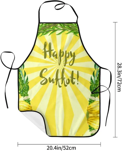 Miniatura 6 de Delantal de chef judío Happy Sukkot para vacaciones, delantales ajustables para restaurantes y camareros para mujeres, hombres, cocina, restaurante