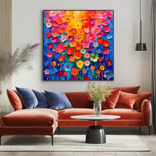 Miniatura 3 de Rompecabezas para adultos de 1000 piezas, rompecabezas de pared de flores coloridas para adultos, pintura de arte floral, flores de arco iris