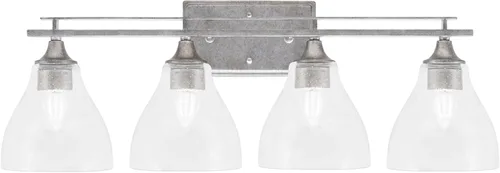 Miniatura 5 de Uptowne - Barra de baño 4 ligeras, acabado plateado envejecido, vidrio cuadrado de 3.5 pulgadas con forma de remolino de ónix