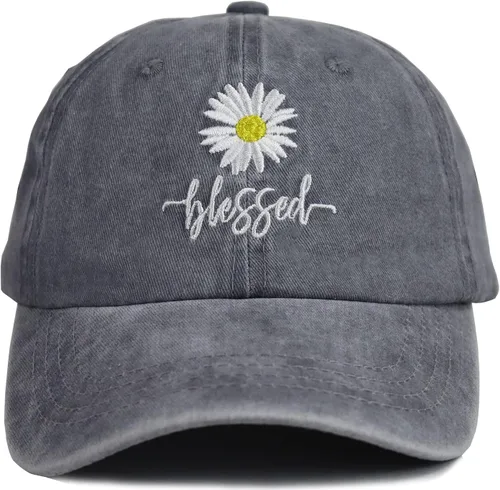 Miniatura 2 de MANMESH HATT Daisy Blessed - Sombreros de cola de caballo gorra de béisbol bordada con moño alto desordenado para mujer