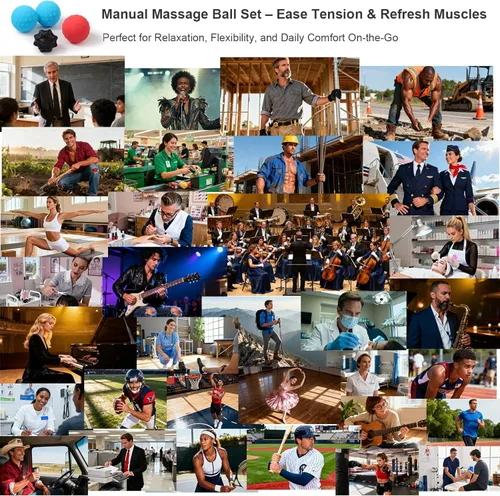 Miniatura 7 de HODEMI Juego de bolas de masaje, 3 piezas, rodillo de pinchos, lacrosse y maní para nudos musculares, liberación de puntos gatillo miofascial