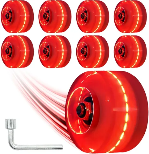 Miniatura 8 de Paquete de 8 ruedas de patinaje iluminado, ruedas LED de dureza 78A con rodamientos ABEC-9 de primera calidad, accesorios iluminadores para patines