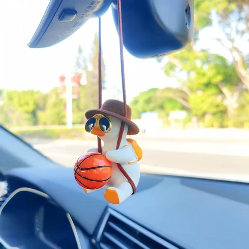 Miniatura 3 de Adorno colgante de pato oscilante para automóvil, bonito colgante de decoración de coche para accesorios de espejo retrovisor, regalo del día de San