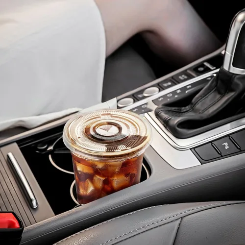 Miniatura 6 de Paquete de 100 vasos de plástico de 12 onzas con tapas y pajitas, tazas de café helado desechables transparentes para bebidas frías, batidos