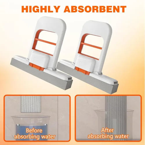 Miniatura 7 de Mini trapeador de escritorio plegable – Mopa de esponja portátil para espacios pequeños, fregona de mano para baño, cocina, encimeras y azulejos
