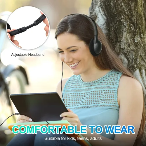 Miniatura 3 de Frienda Paquete de 48 auriculares escolares con cable para estudiantes, estéreo con enchufe de 0.138 in para aula, aprendizaje en línea, biblioteca