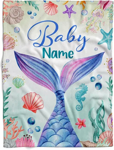 Miniatura 24 de Manta de bebé náutica personalizada, manta de bebé de vida oceánica, manta de bebé océano, manta de bebé con tema oceánico, manta de bebé con Sueños
