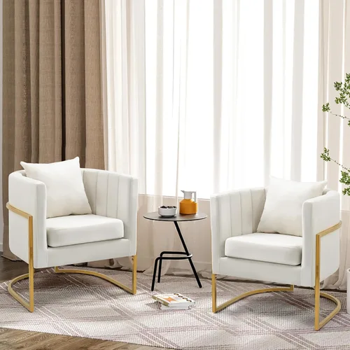 Miniatura 7 de Moderno sillón de terciopelo con almohada lumbar, silla tapizada de mediados de siglo para sala de estar, dormitorio, sofá individual, silla