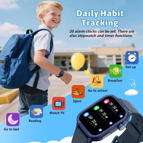 Miniatura 6 de Reloj inteligente para niños y niñas, relojes para niños con 19 modos deportivos, frecuencia cardíaca, monitor de sueño, podómetro, reloj Azul