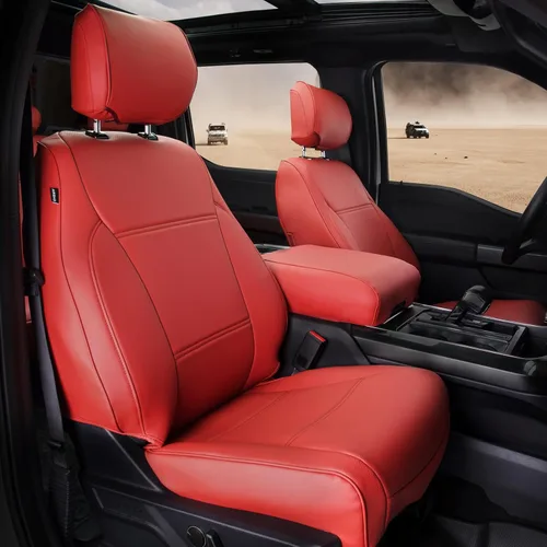 Miniatura 9 de Fundas de asiento para Ford F150, fibra de carbono de ajuste personalizado, accesorios de camiones de cuero XL/XLT 2015-2026