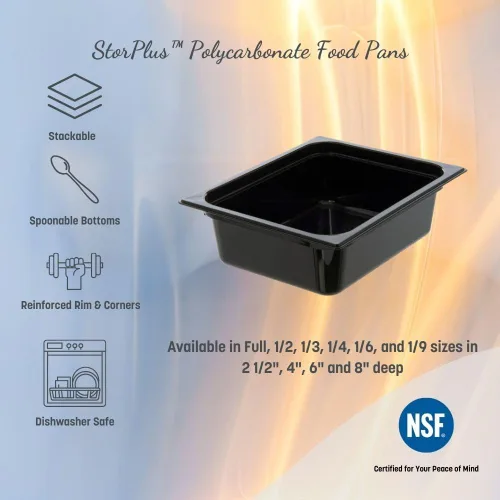 Miniatura 2 de Carlisle FoodService Products StorPlus - Recipiente de almacenamiento de alimentos de tamaño 1/6 para servir y almacenar alimentos calientes o Negro