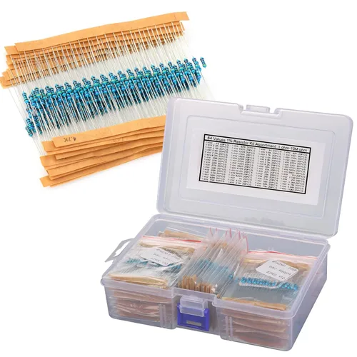 Kit de resistencias de 64 valores 1280 piezas de 1 ohmio-32.8 ft ohmios con 1% 1/4 W de metal de resistencia de película de carbono (64 valores,