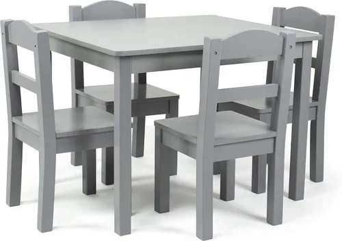 Miniatura 11 de Tot Tutors Juego de mesa y 4 sillas de madera para niños, Espresso (Colección Espresso), Madera, blanco/rosa/púrpura (White/Pink/Purple)