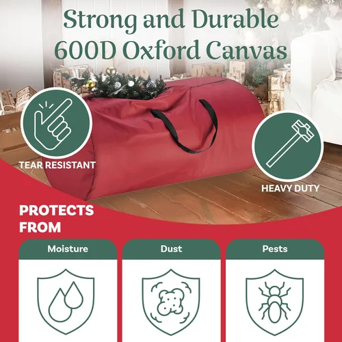 Miniatura 4 de Bolsa de almacenamiento para árbol de Navidad - Soporte de lona Oxford con cremallera y asa para árbol artificial de 12 pies, guirnaldas o inflables