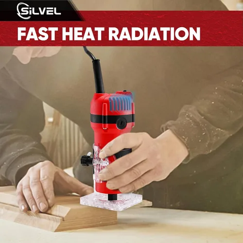 Miniatura 4 de SILVEL Enrutador de madera, enrutadores de madera de 800W para carpintería, herramienta de enrutador de madera manual de 6.5Amp 1.25HP, enrutador