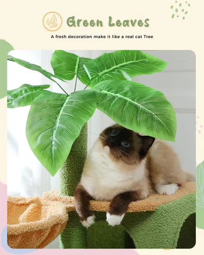 Miniatura 5 de PEQULTI Árbol de gato de 43 pulgadas para gatos de interior, árbol de escalada con postes rascadores para gatos, 2 condominios grandes y hamaca