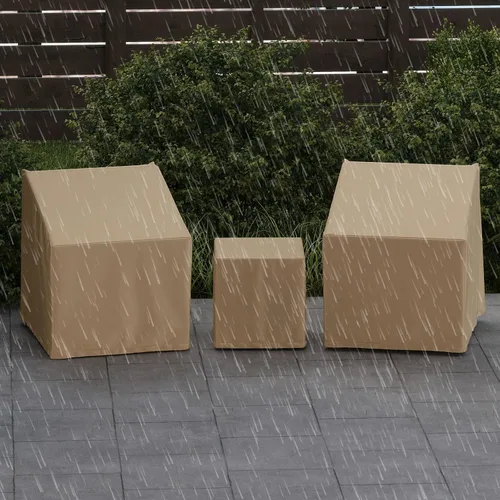 Miniatura 3 de Tangkula Juego de 3 fundas para muebles de patio, fundas impermeables para conversación al aire libre para 3 piezas, juego de funda de sofá