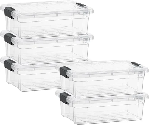 Miniatura 32 de Superio Cajas de almacenamiento transparentes con tapas, contenedores de plástico de 2.5 cuartos de galón para organizar, cajas apilables, sin BPA