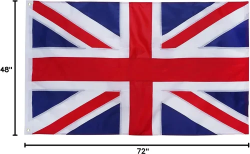 Miniatura 8 de TOPFLAGS Bandera británica de 3 x 5 pies, bandera bordada de doble cara del Reino Unido para exteriores, rayas cosidas de nailon resistente con 2