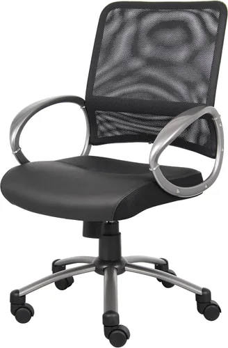Miniatura 5 de Boss Office Products Silla de trabajo con respaldo de malla con acabado de peltre en negro