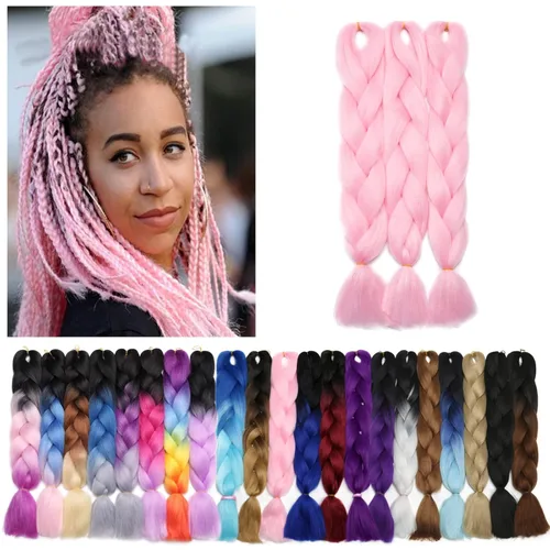 Miniatura 142 de Benehair Extensiones de cabello trenzado ombré de 24 pulgadas, 1 paquete de extensiones de cabello trenzado jumbo de alta temperatura, cabello