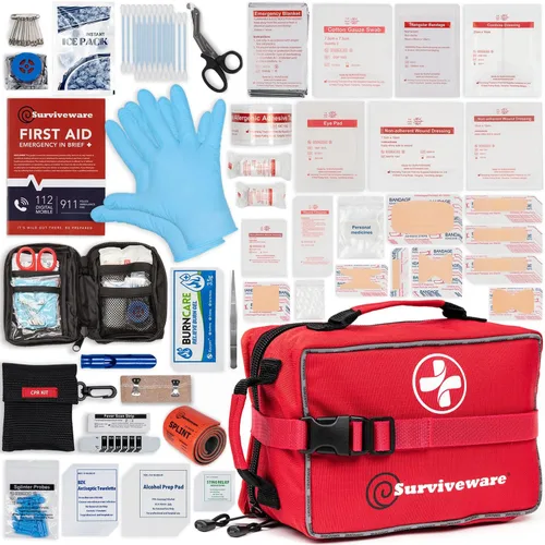 Miniatura 12 de Surviveware Kit completo de primeros auxilios de supervivencia premium de 98 piezas - Kit de emergencia médica para equipamiento de camping