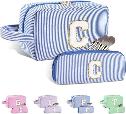 Miniatura 134 de Regalos personalizados para mujeres, bolsa de maquillaje con inicial, bolsa de maquillaje de viaje, bolsa de cosméticos, bolsa de artículos