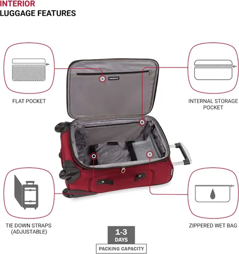 Miniatura 5 de SwissGear - Equipaje suave expandible Sion con ruedas, Borgoña