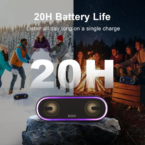 Miniatura 7 de DOSS SoundBox Pro+ P300 parlante Bluetooth con sonido estéreo de 40 W, graves adicionales, impermeable IPX6, emparejamiento TWS, diversos efectos