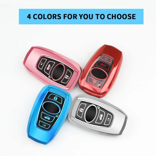 Miniatura 7 de QBUC Funda para llavero Subaru con llavero de cuero, apta para Forester Crosstrek Outback Ascent Impreza Legacy Subaru de 4 botones (azul)