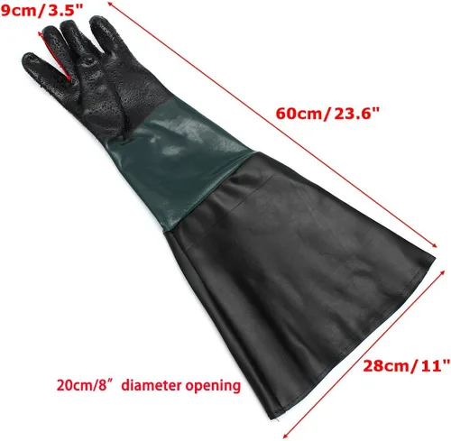 Miniatura 2 de Guantes de goma para gabinete de chorro de arena de 23.6 pulgadas, guantes de chorro de arena para gabinete abrasivo de chorro de arena