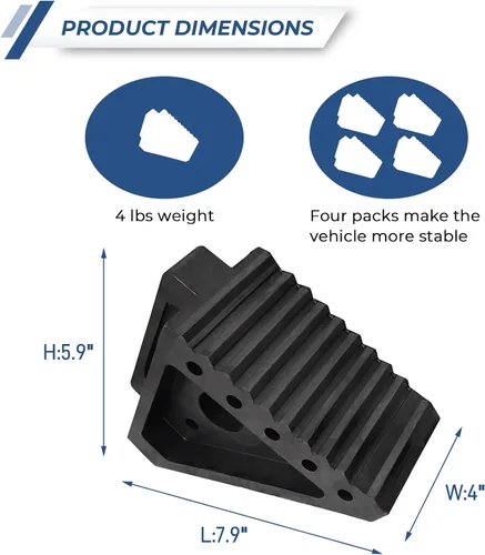 Miniatura 2 de HOXWELL Paquete de 4 calzones de goma sólidos y resistentes, topes de rueda de alta calidad para automóvil, remolques de viaje, RV, camión y ATV
