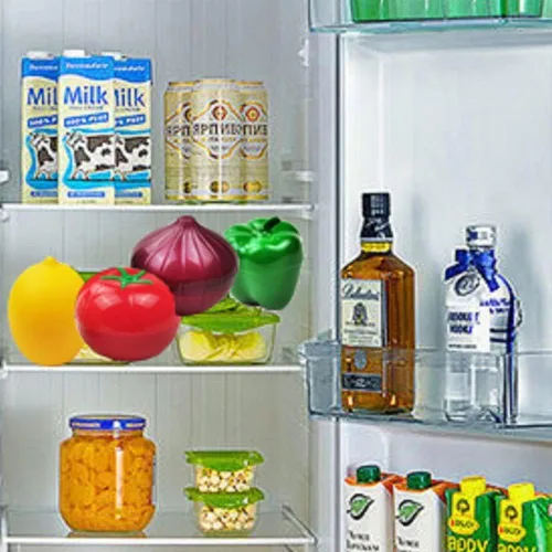 Miniatura 6 de OUKEYI Recipientes de almacenamiento de cebolla, tomate, limón, pimiento verde, 4 unidades de verduras y frutas para refrigerador, caja reutilizable