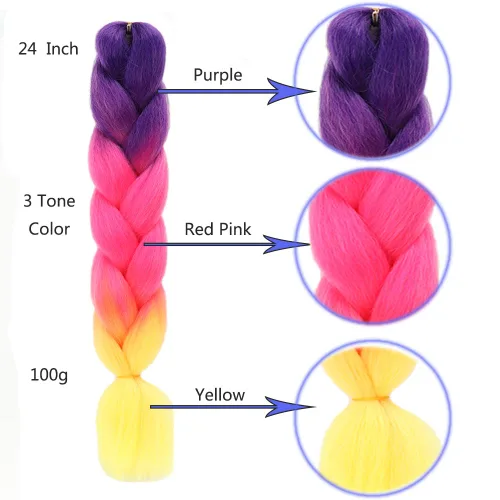 Miniatura 3 de Cabello trenzado rubio, cabello para trenzar de 24 pulgadas, 3.53 oz/pieza, 3 piezas de extensiones de cabello trenzado jumbo de fibra de alta