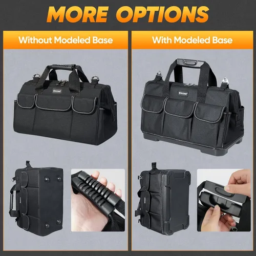Miniatura 5 de TICONN Bolsa de herramientas resistente con múltiples bolsillos, organizador de caja de herramientas portátil, bolsa de almacenamiento, con correa