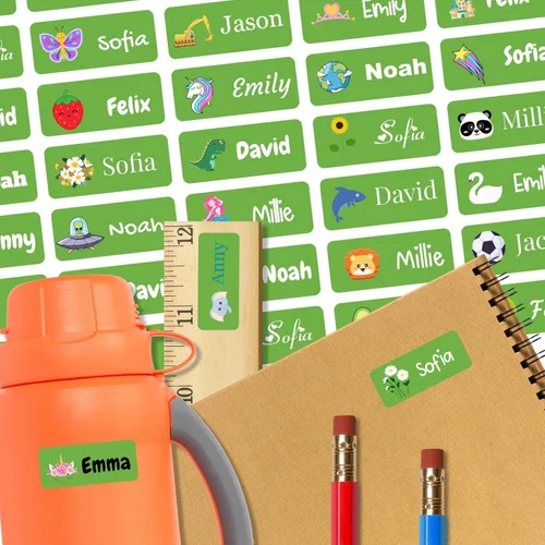 Miniatura 24 de 128 etiquetas adhesivas de nombre personalizadas para guardería, etiquetas de nombre impermeables personalizadas para niños, suministros escolares
