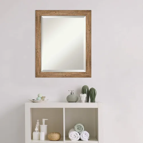 Miniatura 5 de Amanti Art Espejo de baño de madera, espejo de pared estrecho marrón búho para usar como espejo de tocador de baño sobre el fregadero