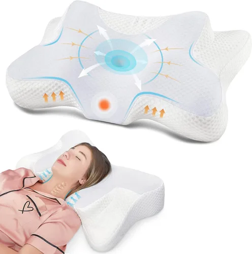 Miniatura 19 de DONAMA - Almohada cervical ortopédica para alivio de dolor del cuello, espuma viscoelástica contorneada, soporte ergonómico para dormir de lado