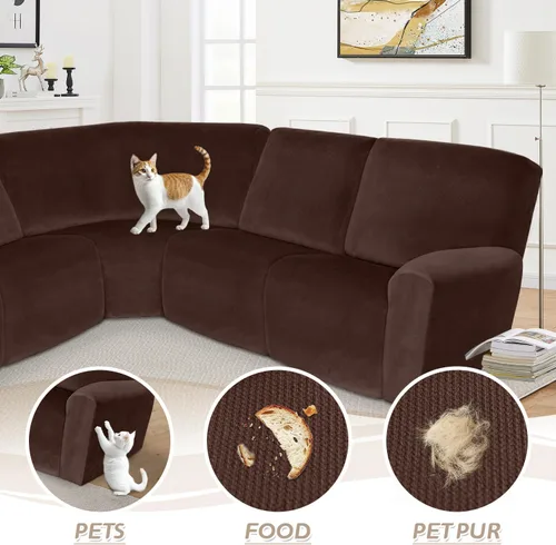 Miniatura 492 de Arfntevss Fundas de sofá seccional reclinable de terciopelo, Funda de sofá seccional de esquina para sofá reclinable, Funda elástica suave