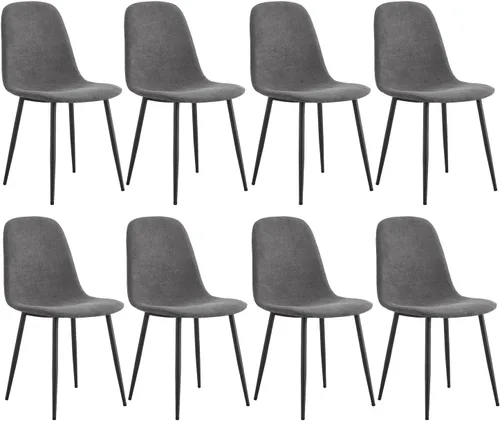 Miniatura 5 de gopop Juego de 4 sillas de comedor, modernas sillas de comedor de cocina, sillas laterales tapizadas para comedor en piel sintética, respaldos