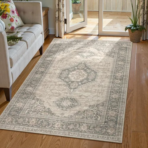 Lahome Alfombra de Área Oriental Lavable, 3x5 pies Alfombras Suaves para Dormitorio Sala de Estar, Alfombra Decorativa Vintage Ultra-Delgada