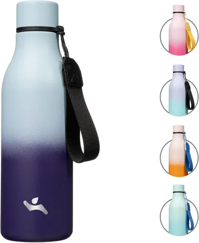 Miniatura 53 de Konokyo Botella de agua aislada con correa, botella de agua de acero inoxidable de 18 onzas de doble pared con aislamiento al vacío, frasco de Verde