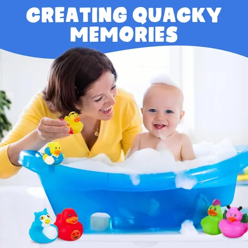 Miniatura 7 de Playbees Surtido de patos de goma para niños, paquete de 25 unidades, juego sensorial, alivio del estrés, relleno de calcetines, regalos