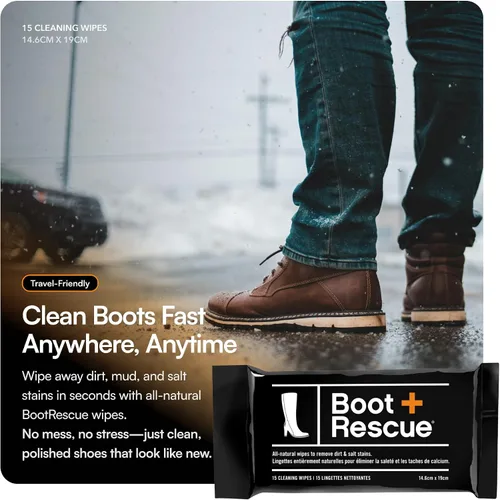 Miniatura 3 de Boot Rescue Toallitas de limpieza totalmente naturales. Elimina la suciedad y las manchas de sal dañinas de zapatos y botas de cuero y gamuza.