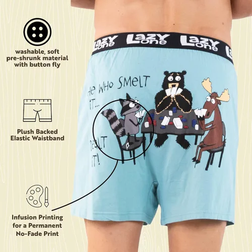 Miniatura 50 de Lazy One Divertidos boxers de animales, ropa interior humorística, novedosos pantalones cortos, regalos de broma para hombres
