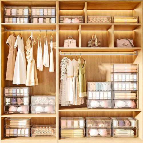 Miniatura 3 de Organizador de cajones de ropa interior con divisores, organizador de calcetines apilable de 24 celdas para armario, cajón de almacenamiento de ropa