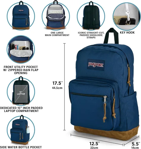 Miniatura 7 de Mochila JanSport Right Pack - Mochila duradera para el día con bolsillo acolchado para portátil de 15 pulgadas, Rosa brumosa, Tamaño único