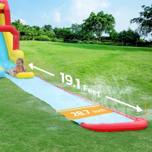 Miniatura 5 de ELEMARA Tobogán acuático inflable para patio trasero, sistema avanzado de rociadores de 19.1 pies para piscina y bodyboard de 24.8 pulgadas, parque